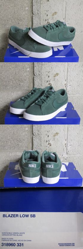 Nike SB Blazer Low Nori Noble Green Suede White DS Sz 9 new 318960 331 