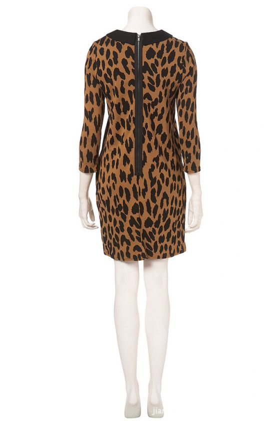   SLIM FIT MIDDLE LENGTH SLEEVES DRESS LEOPARD PATTERN 1527  