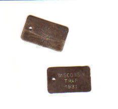 1931 Wisconsin Brass Trap Tag  