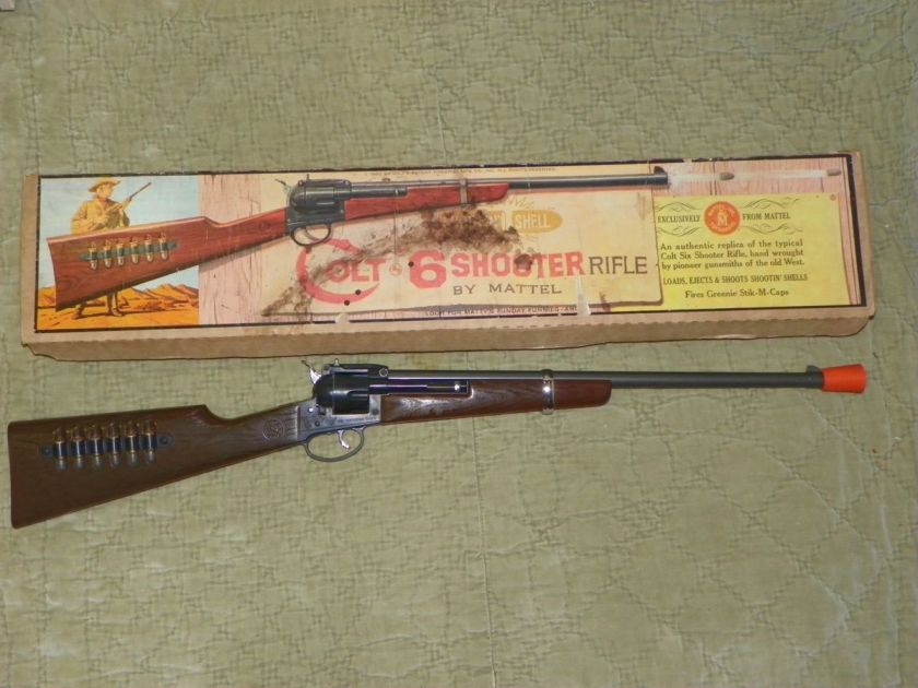 1960 Shootin Shell Colt 6 Shooter Rifle Toy Gun by Mattel Complete w 