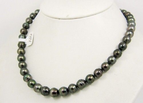 10.0mm PEACOCK BLACK TAHITIAN PEARL STRAND   #F662  