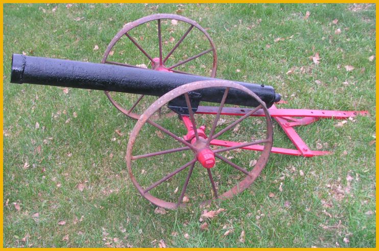 Vintage Yard Art Steel Wheel Cannon Artillery Cast Iron  