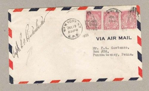 Aviation AutographsEddie Rickenbacker, on 1930 cover  