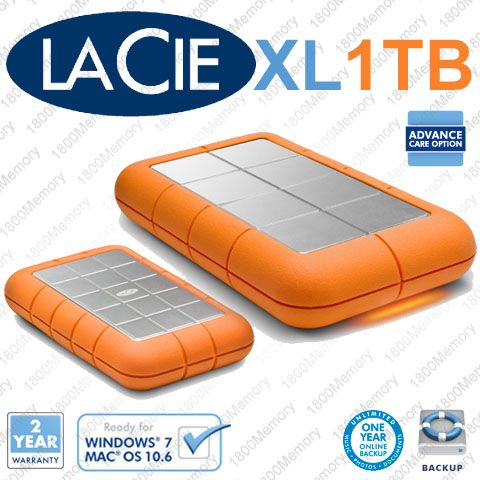 LaCie Rugged SAFE 1TB 1000GB Hard Drive Shock Proof MAC  