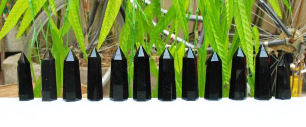 12 nature black obsidian crystal point reiki healing  