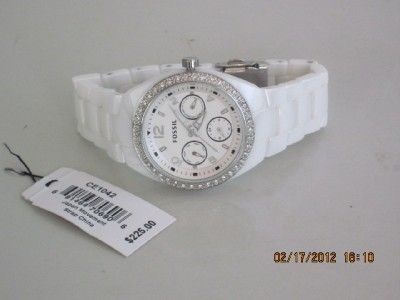 Fossil CE 1042 Womens Berkley Multifunction Crystal Accented White 