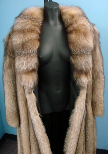 Full Length 51 Long Crystal Fox Fur Coat Ladies Size 12 14 Made in 