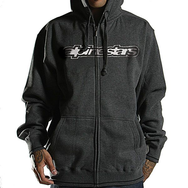 ALPINESTARS 424298 11 M GREY YOUTH O.G.O.V. ZIP UP HOODIE SHIRT SIZE 