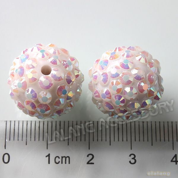 12pcs 111542 New Wholesale White Resin Rhinestone AB Ball Spacer Bead 