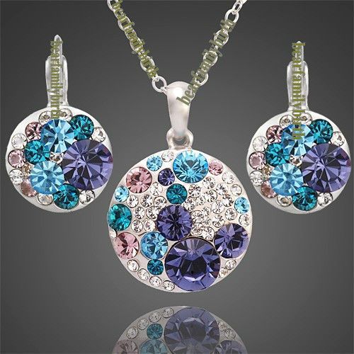 18K gold Gp Swarovski Crystal mickey jewelry set 727  