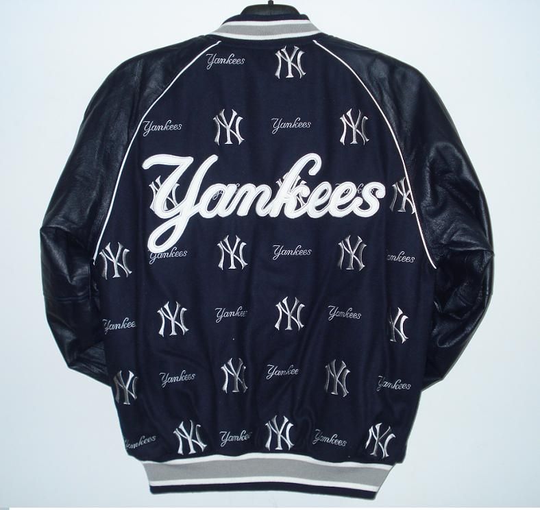 MLB NEW YORK YANKEES Wool LEATHER REVERSIBLE JACKET XL  
