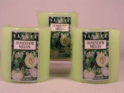 Yankee Set of Three Pillar Candles Honey Dew Melon 3 pillar NEW 