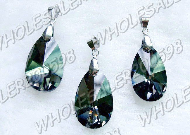 WHOLESALE 10PCS Drop 15*30MM Charms Crystal Glass Pendants+Clasps