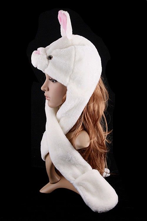 Cartoon Bunny Rabbit Warm animal Cap Scarf Gloves H2733  