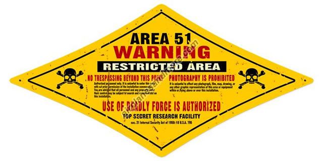 Area 51   WARNING Vintage Metal Sign   Made in the U.S.A.  