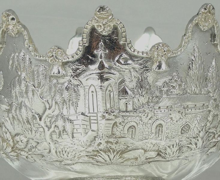 IMPORTANT S.KIRK STERLING SILVER REPOUSSE CHINESE CASTLE GARDEN 