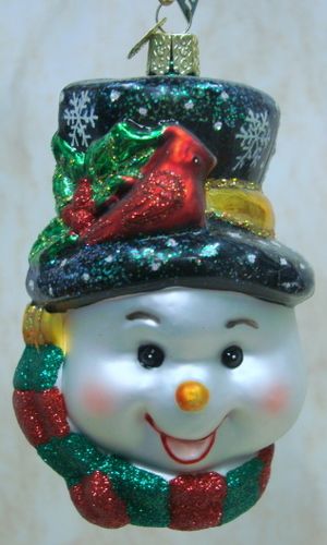 OLD WORLD Candy Coil Snowman ORNAMENT Glistening 24100  