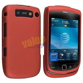 Red Rubber Hard Case+Privacy LCD Protector for Blackberry Torch 2 9810 