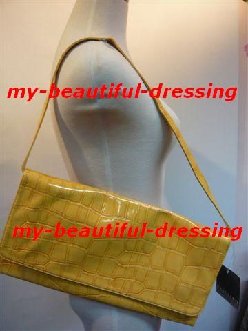 MW006891   2 WAYS YELLOW CROCO PRINT CLUTCH   SHOULDER BAG  