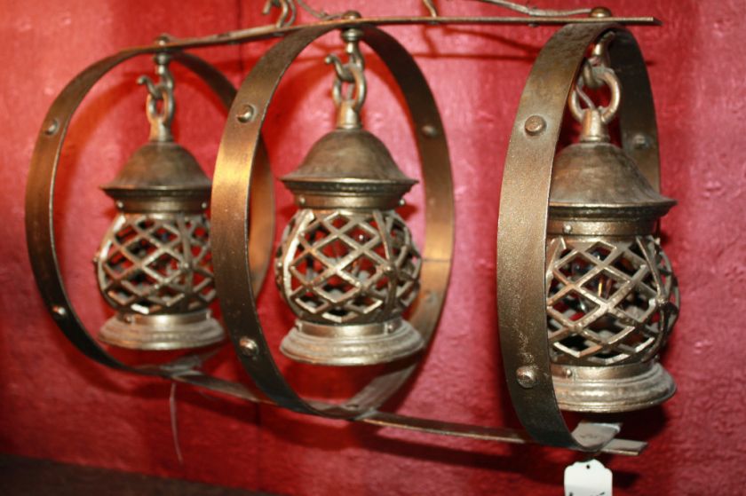 Antique Hanging 3 Steel Lanterns Ceiling Light Fixture  