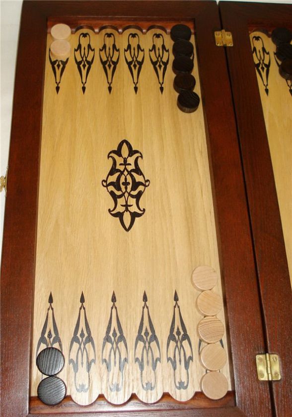 HUGE New wood handmade BACKGAMMON ( Skin of Crocodile ) 52*53cm 20.5 