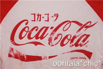 COCA COLA Coke Vintage Look Japan Baseball Tee T Shirt  