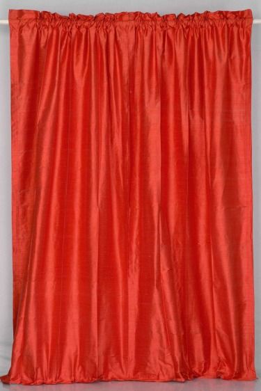 Rustic Orange 100% Pure Dupioni Silk handmade Curtains Drapes Panels 