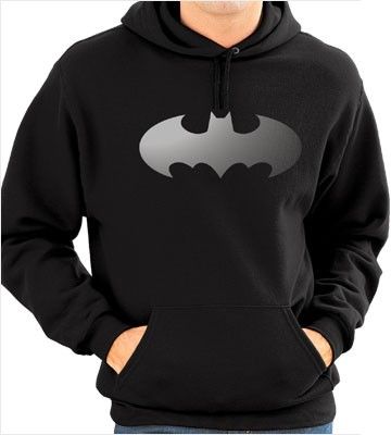 BATMAN BIG BAT Silver SuperHero Hoodie *NEW* Size S,M,L  