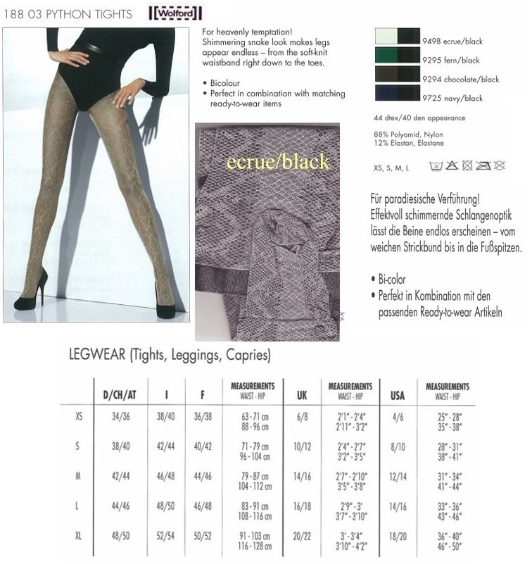 NEW Wolford Trend PYTHON Tights ecrue/black XS  