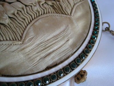 Art Deco 1920s Enameled & Jeweled Frame Evening Purse Heavily 