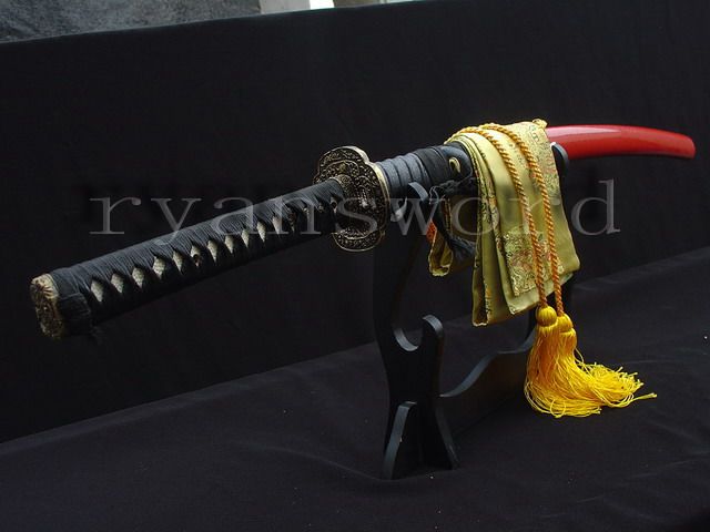 40.6Handmade Japanese SWORD KATANA Red Saya Folded Blade  