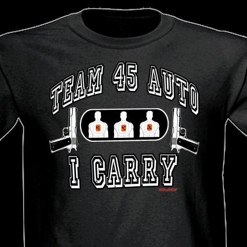 TEAM 45 AUTO 2ND amenment colt 1911 gun t shirt black