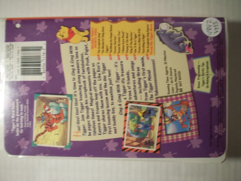 DISNEY WINNIE THE POOH SING A SONG WITH TIGGER VHS Tape 786936117851 