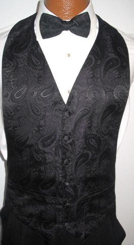 Plum Purple Paisley Tuxedo Vest / Tie Wedding Medium  