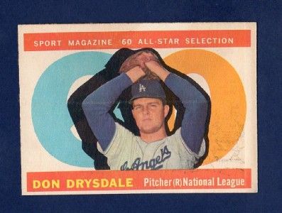 1960 TOPPS DON DRYSDALE ALL STAR #570 VG   crease  