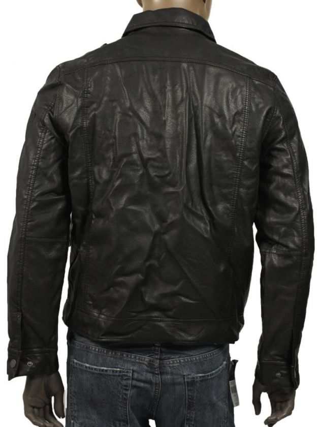 148 NEW CALVIN KLEIN FAUX LEATHER MODERN CASUAL BLACK JACKET S  