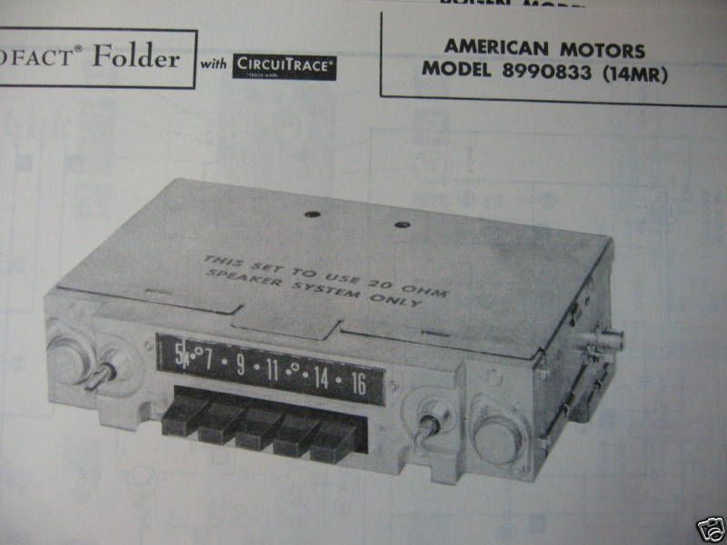 PhotoFact Manual AMERICAN MOTORS 8990833 (567)  