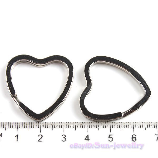 24pcs Heart Charm Split Key Rings Fit Keychains 160459  
