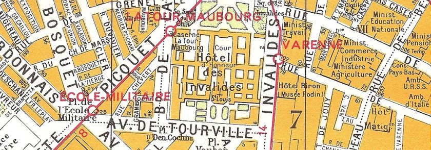 PARIS7e Arrondissement Palais Bourbon,1920 map  