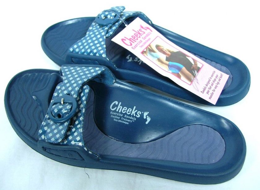 TONY LITTLE CHEEKS EXERCISE SANDALS DENIM/GINGHAM WORK OUT WHILE YOU 