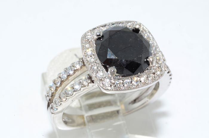 10000 3.89CT ROUND CUT BLACK DIAMOND ENGAGEMENT RING VS SIZE 5.25 