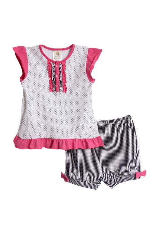 NWT Absorba Toddler Girls 2 pc pink and black shorts set 755281173478 