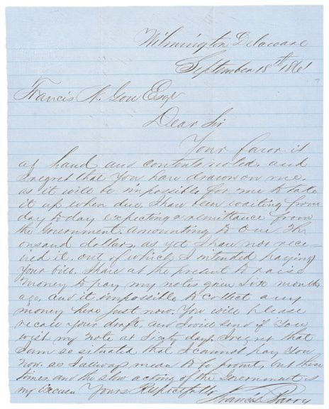 Civil War Union Letter, 1861  