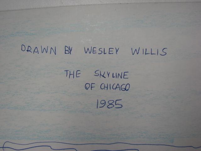 Wesley Willis Drawing Chicago Skyline 1985  Tower + Train 