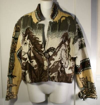 Paco Soler Art Jacket Horse Heads Southwest Desert Med  