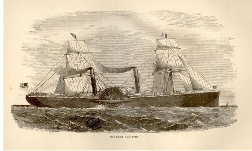 Marine Engraving  c1890  STEAMER ADRIATIC  