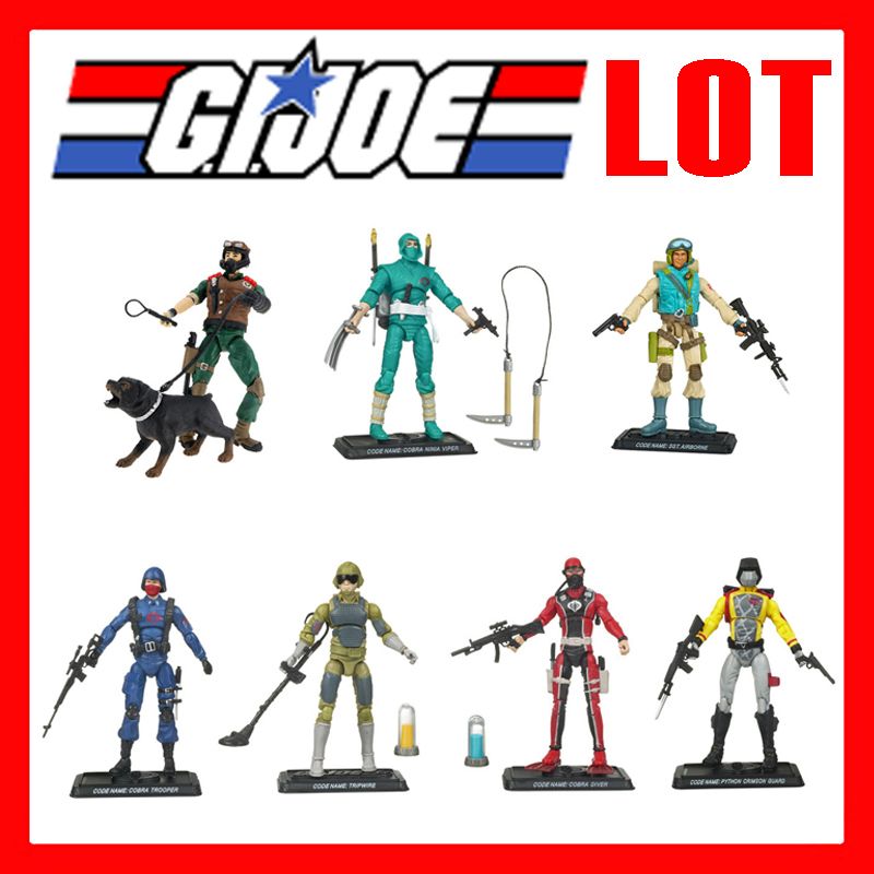 GI Joe Lot of 7 Classic Cobra, Python, K9 3.75 NEW  