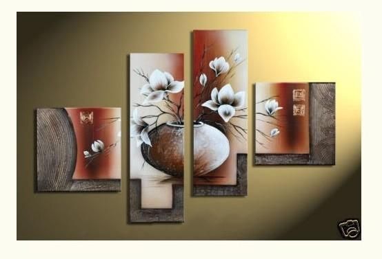Abstract Canvas Art Oil Paintingflower pots and flower  