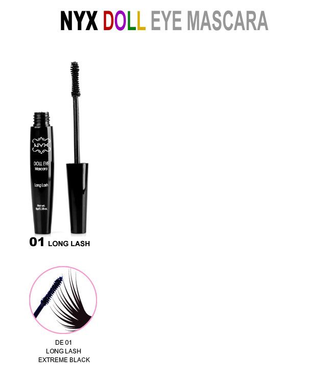 NYX COSMETICS DOLL EYE MASCARA   DE01   LONG LASH 800897123550 