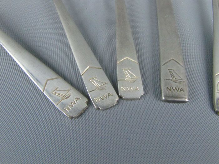 Vintage NWA Airlines First Class Silverplate Flatware  